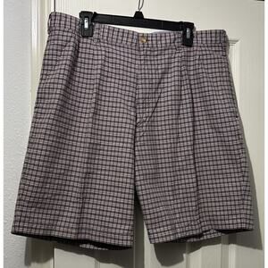 Bugle Boy Shorts Plaid Red White & Blue Light Weight Mens Size 38 W Pleated